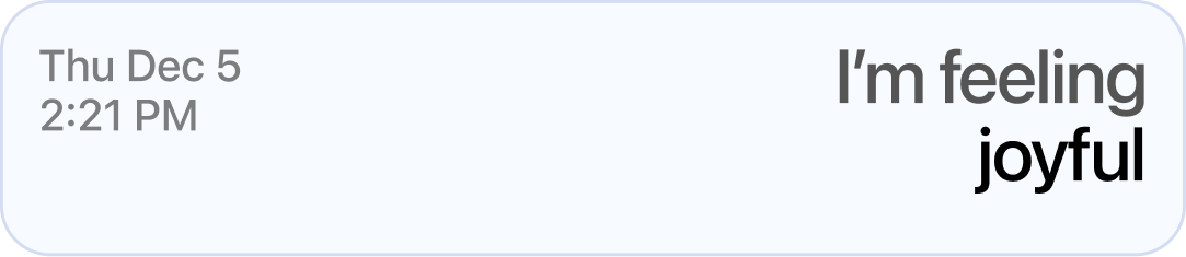 I'm feeling joyful card with time and mood